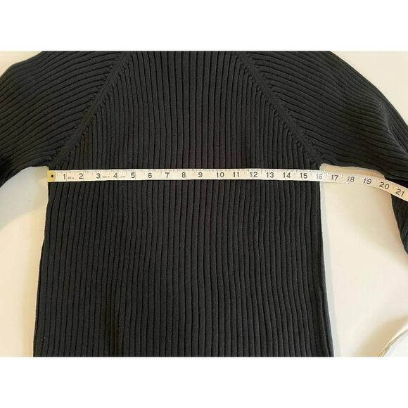 Relativity‎ Petite Black Thick Ribbed Mock Neck Long Sleeve Cotton Sweater PL - Picture 4 of 5